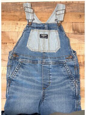 OshKosh Bgosh Toddler Boys 4T Denim Overalls With Striped Vestback Pockets